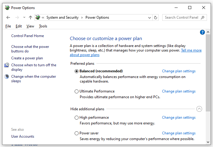 change power plans