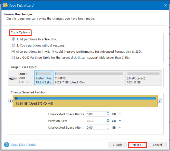 run MiniTool Partition Wizard clone to SSD with partition alignment