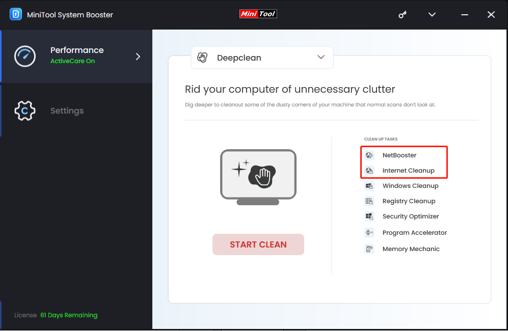 run NetBooster and Internet Cleanup