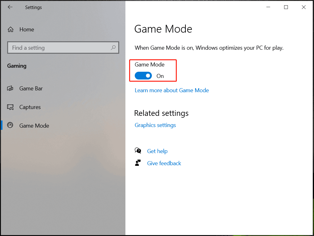 enable Game Mode in Windows 10