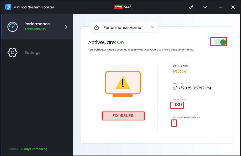 hit FIX ISSUES to solve all the detected issues at once