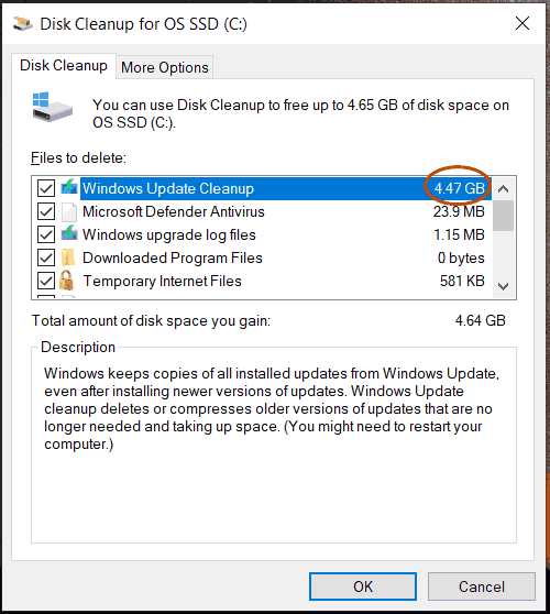 Windows Disk Cleanup free up C drive space