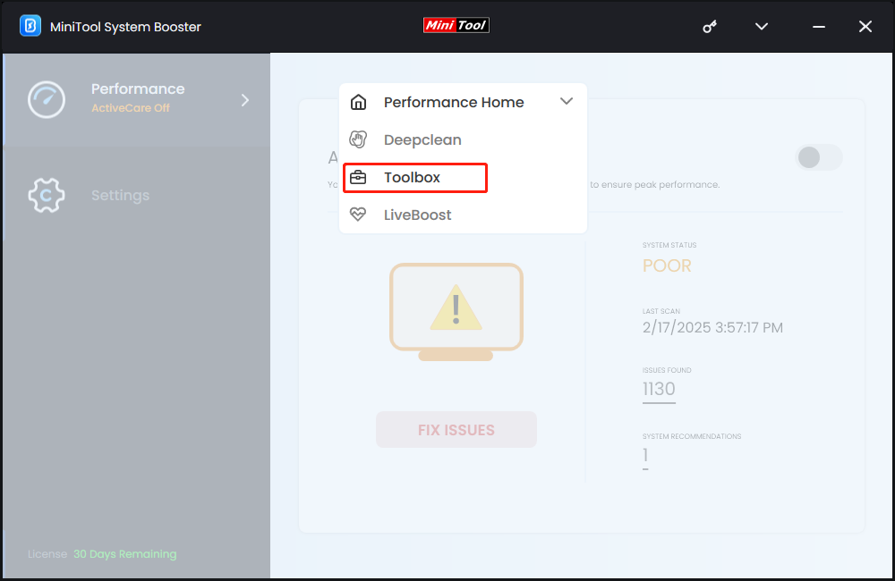select Toolbox