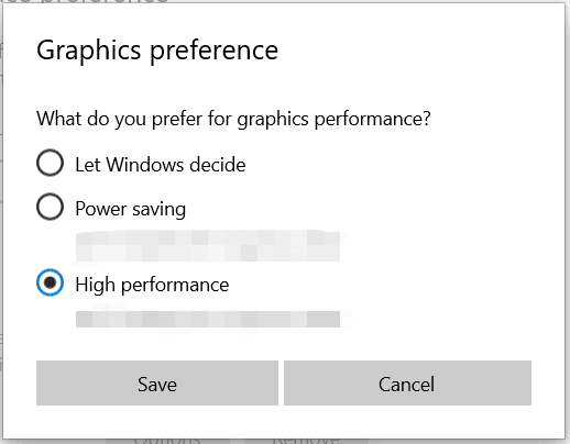 set high performance as graphics preference