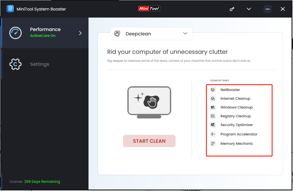 perform the seven cleanup tasks