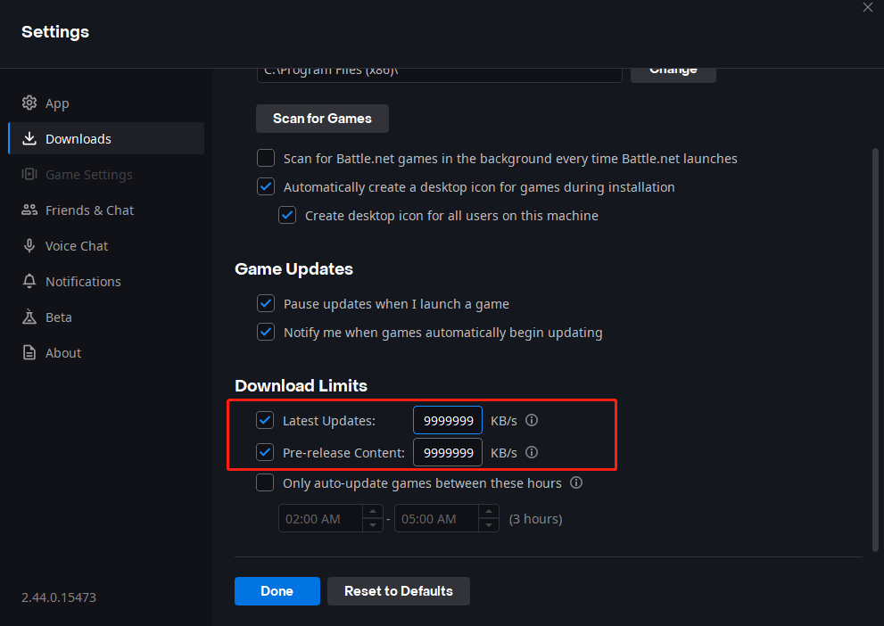 set a really high bandwidth limit