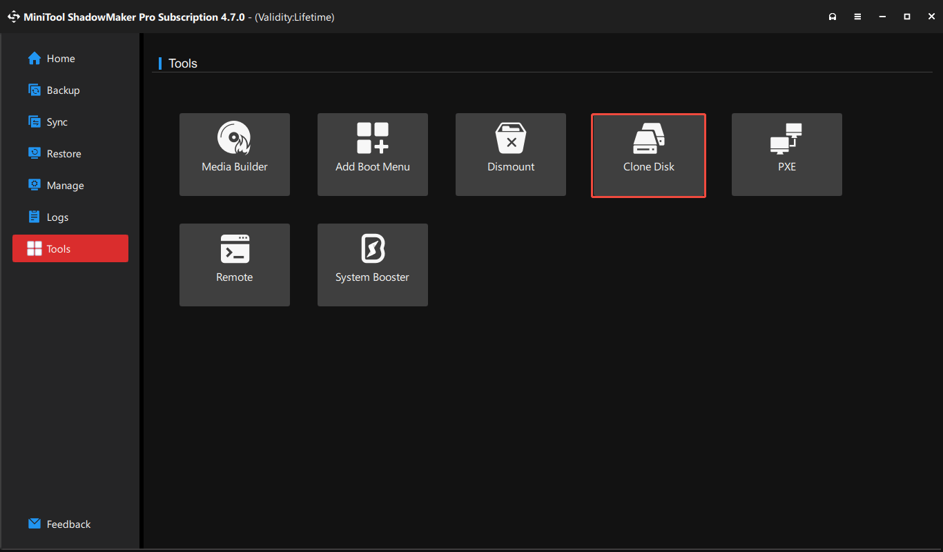clone disk with MiniTool ShadowMaker