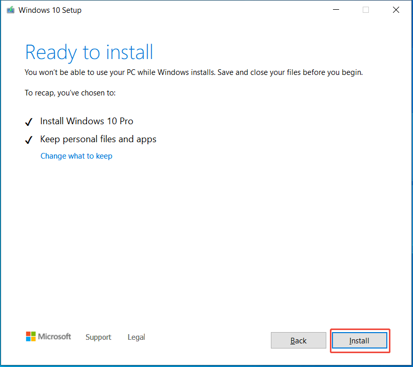 Windows 10 in-place upgrade