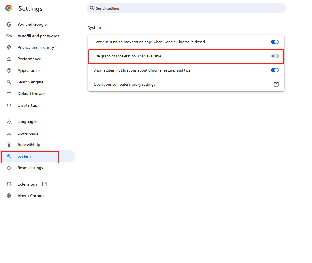 disable hardware acceleration in your browser