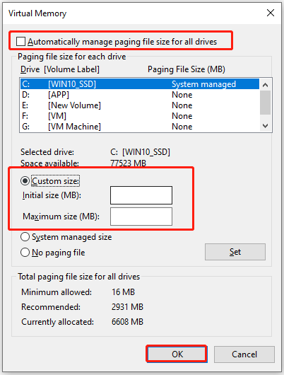 allocated a new virtual memory in the Virtual Memory window
