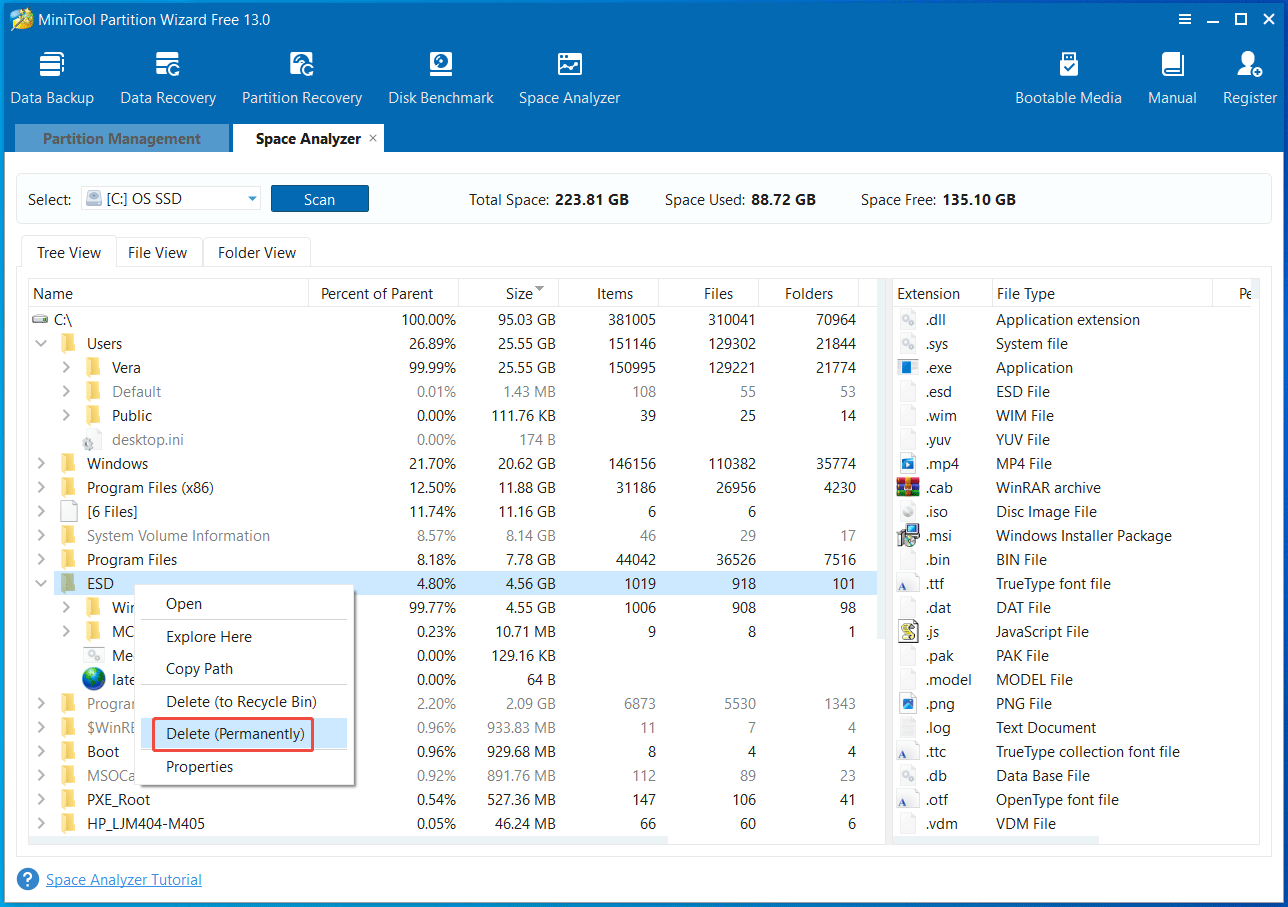 Space Analyzer in MiniTool Partition Wizard